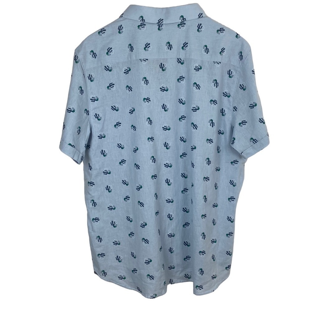 NWT Bruno Milano mens linen blend southwestern button down shirt blue - Picture 2 of 6